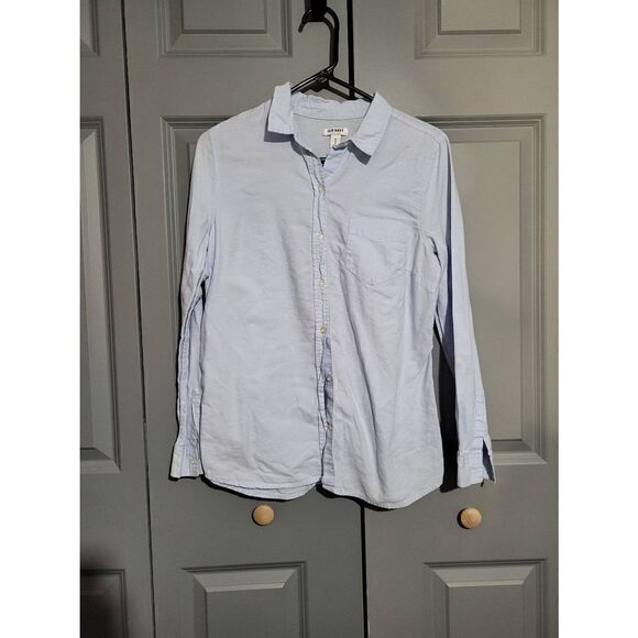 Old Navy light blue button-down collard blouse - Picture 1 of 7